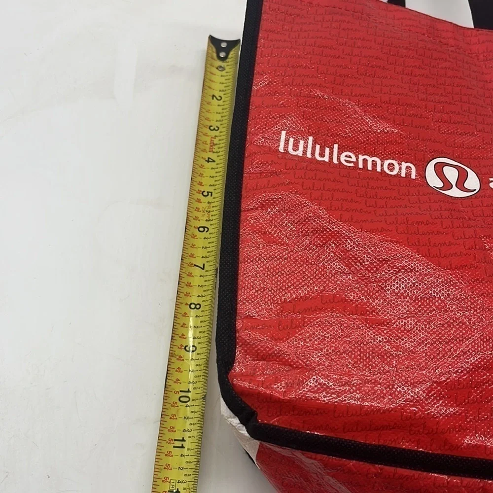 Lululemon Athletica red black white small reusable shopping bag